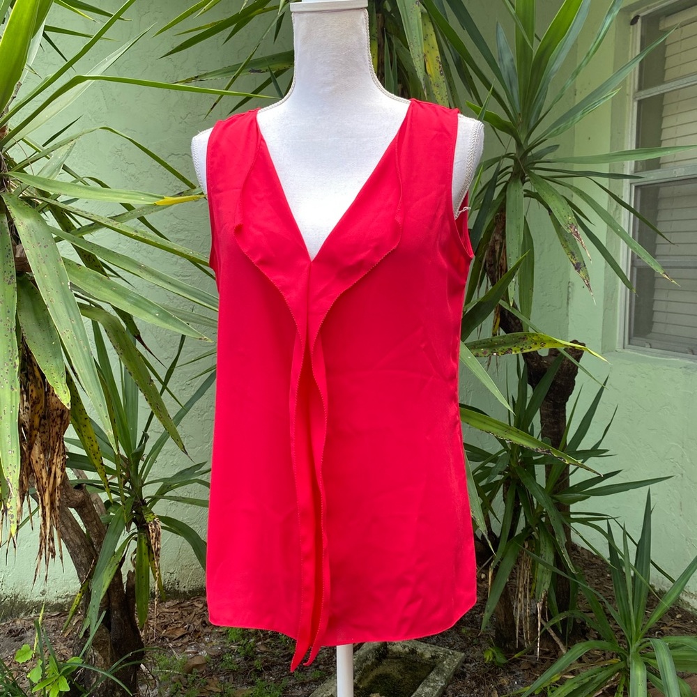 Bright Red  Ruffle Blouse Top